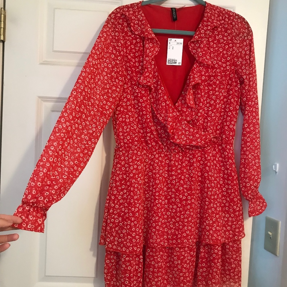 H&M Long Sleeve Floral Wrap Dress - Picture 2 of 6